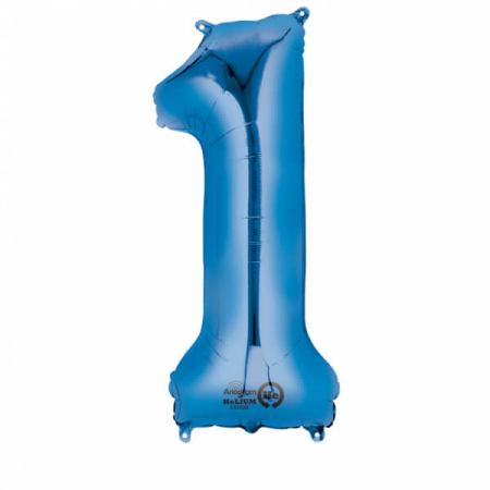 Baloane cifre folie 100 cm - Balon folie cifra 1 albastru 100 cm