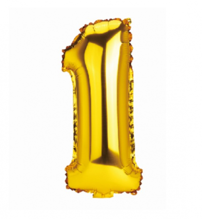 Majorat - Baloane latex & folie - Balon folie cifra 1 auriu 40cm