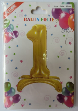 Balon folie cifra 1 auriu Stand Up 80 cm [3]