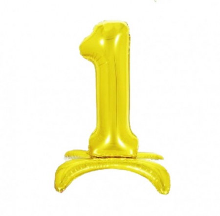 Baloane cifre stand up 64 cm - Balon folie cifra 1 auriu Stand Up 80 cm