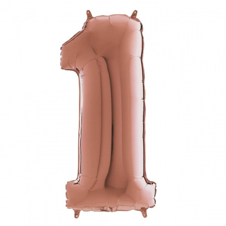 Baloane cifre folie 100 cm - Balon folie cifra 1 rose gold 100 cm