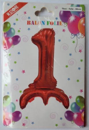 Balon folie cifra 1 rosu Stand Up 80 cm [2]