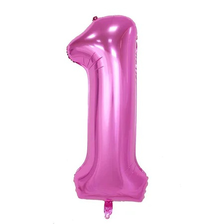 Fata - Baloane & decoratiuni - Balon folie cifra 1 roz 55 cm