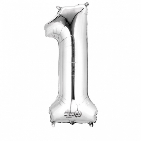 Baloane folie - Balon folie cifra 1 argintiu 66cm