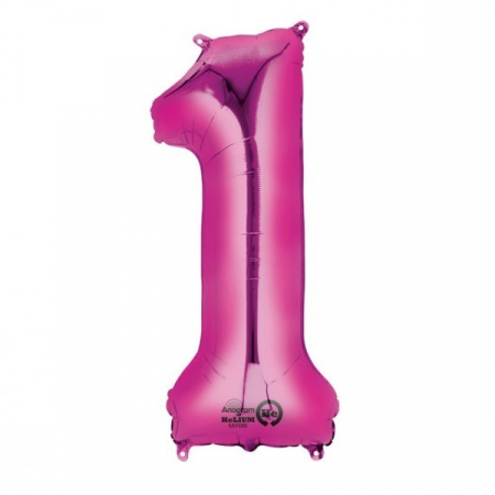 Baloane cifre folie 100 cm - Balon folie cifra 1 roz 100 cm