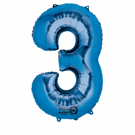 Baloane folie - Balon folie cifra 3 albastru 66cm