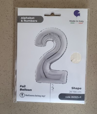 Balon folie cifra 2 argintiu 66cm [3]