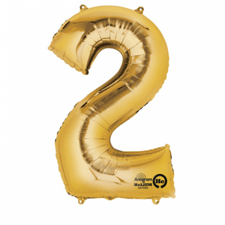 Baloane folie - Balon folie cifra 2 auriu 66cm