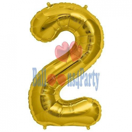 Balon folie cifra 2 auriu 40cm [4]
