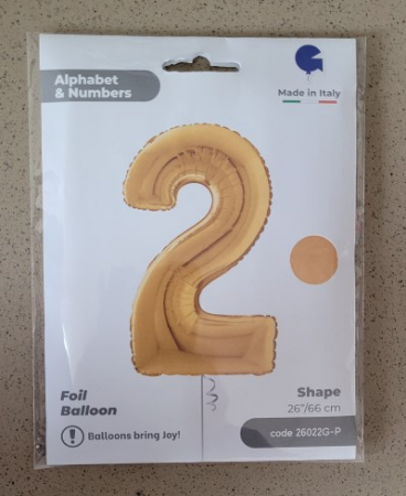Balon folie cifra 2 auriu 66cm [3]