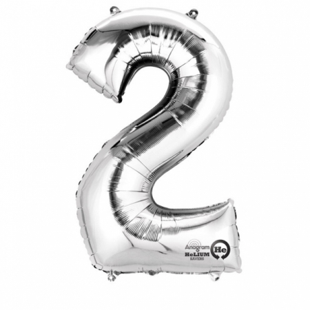 Baloane folie - Balon folie cifra 2 argintiu 66cm