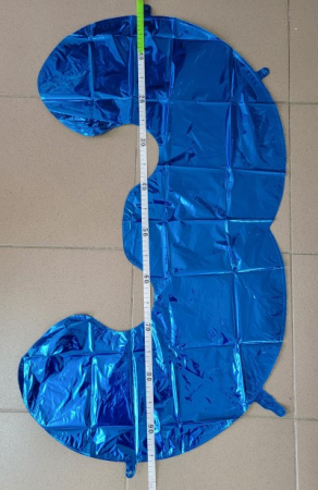 Balon folie cifra 3 albastru 66cm [2]