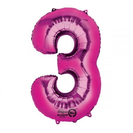 Baloane folie - Balon folie cifra 3 roz 66cm