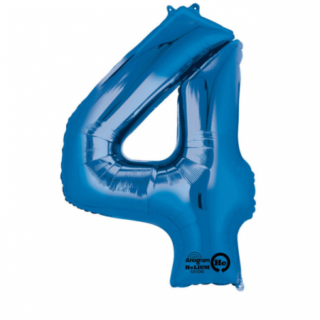 Baloane cifre folie 100 cm - Balon folie cifra 4 albastru 100 cm