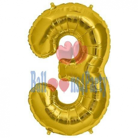 Balon folie cifra 3 auriu 40cm [4]