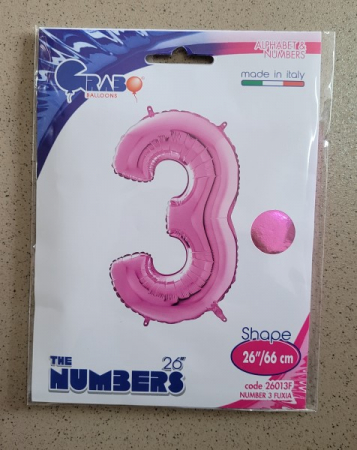 Balon folie cifra 3 roz 66cm [3]