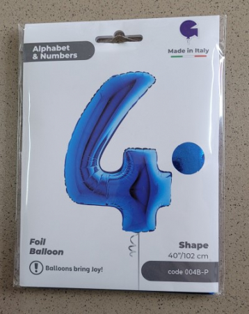 Balon folie cifra 4 albastru 100 cm [3]