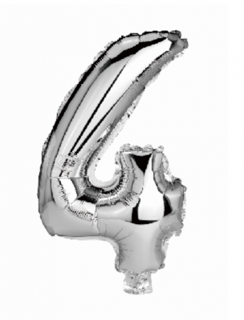 Baloane cifre folie 40 cm - Balon folie cifra 4 argintiu 40cm