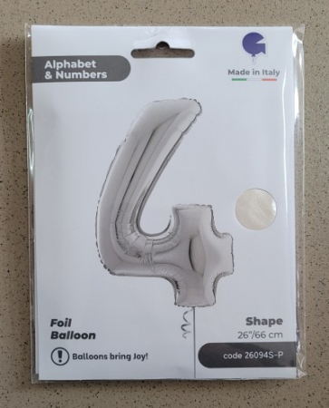 Balon folie cifra 4 argintiu 66cm [2]