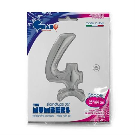 Balon folie cifra 4 argintiu Stand Up 64 cm [3]