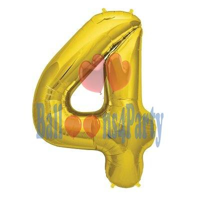 Balon folie cifra 4 auriu 40cm [4]