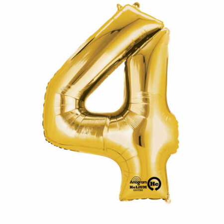 Baloane folie - Balon folie cifra 4 auriu 66cm
