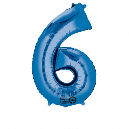 Baloane cifre folie 100 cm - Balon folie cifra 6 albastru 100 cm