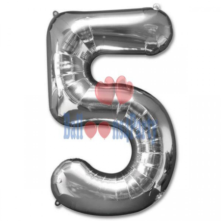 Balon folie cifra 5 argintiu 40cm [4]