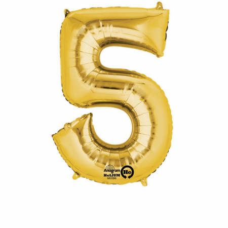 Promotii - Balon folie cifra 5 auriu 55 cm