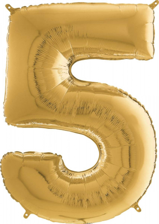 Baloane folie - Balon folie cifra 5 auriu 66cm