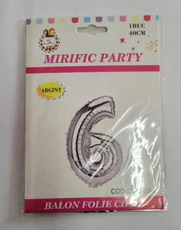 Balon folie cifra 6 argintiu 40cm [3]