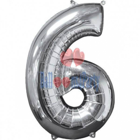 Balon folie cifra 6 argintiu 40cm [4]