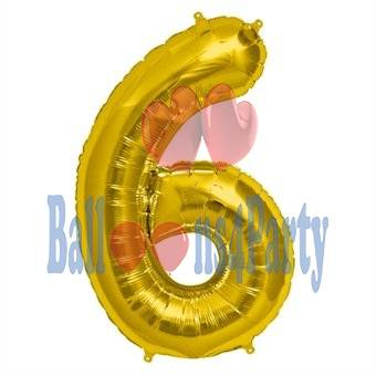 Balon folie cifra 6 auriu 40cm [4]
