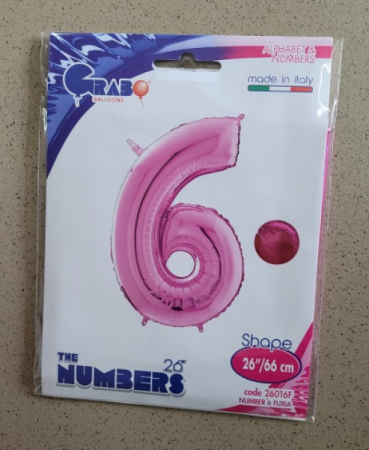 Balon folie cifra 6 roz 66cm [3]