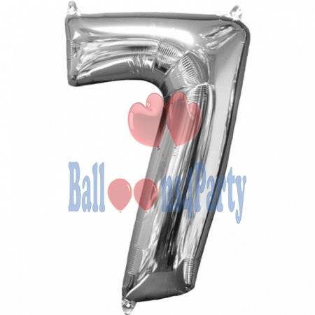 Balon din folie metalizata argintie, Mirific Party, Cifra 7, 40 cm, Silver [4]