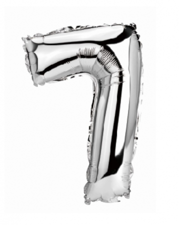 Baloane cifre folie 40 cm - Balon din folie metalizata argintie, Mirific Party, Cifra 7, 40 cm, Silver