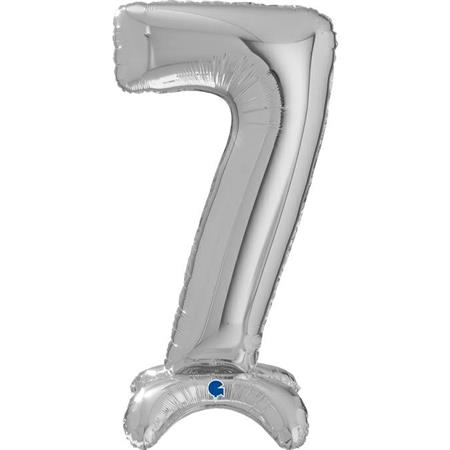 Baloane cifre stand up 64 cm - Balon folie cifra 7 argintiu Stand Up 64 cm