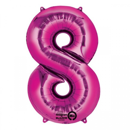 Baloane folie - Balon folie cifra 8 roz 66cm