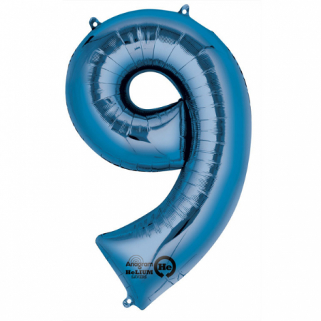 Baloane folie - Balon folie cifra 9 albastru 66cm