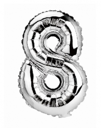 Balon folie cifra 8 argintiu 40cm