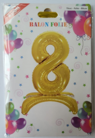 Balon folie cifra 8 auriu Stand Up 80 cm [2]