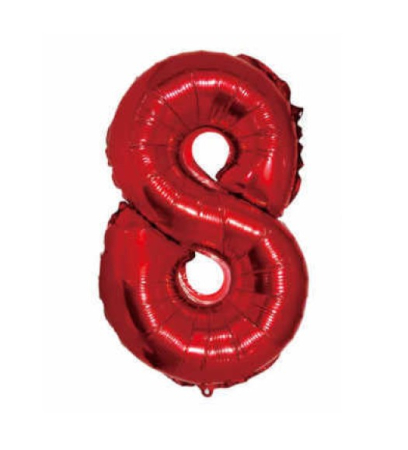 Petreceri tematice - Decoratiuni & accesorii - Balon folie cifra 8 rosu 100 cm