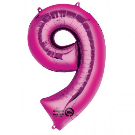 Baloane folie - Balon folie cifra 9 roz 66cm