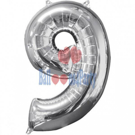 Balon folie cifra 9 argintiu 40cm [4]