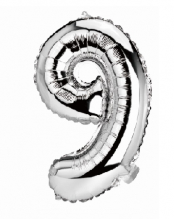 Baloane cifre folie 40 cm - Balon folie cifra 9 argintiu 40cm