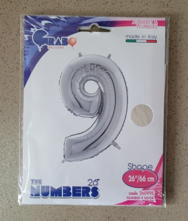 Balon folie cifra 9 argintiu 66cm [1]