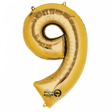 Baloane folie - Balon folie cifra 9 auriu 66cm