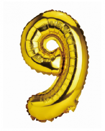 Baloane cifre folie 40 cm - Balon folie cifra 9 auriu 40cm