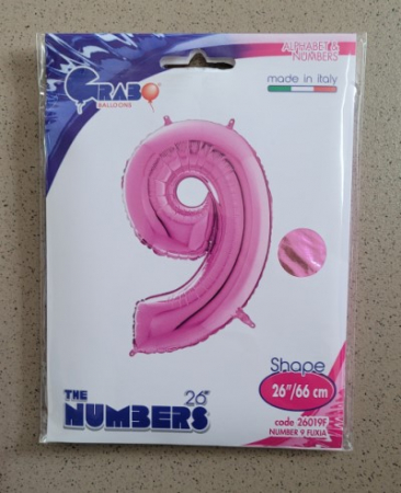 Balon folie cifra 9 roz 66cm [3]