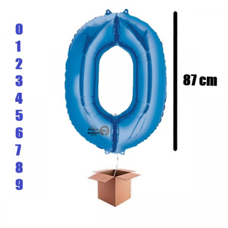 Baloane cu heliu din folie - Balon folie cifra albastru umflat cu heliu 87cm